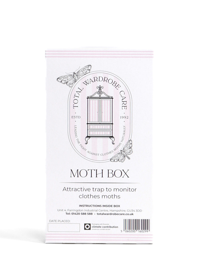 Pheromone clothes moth box trap packaging on a white background