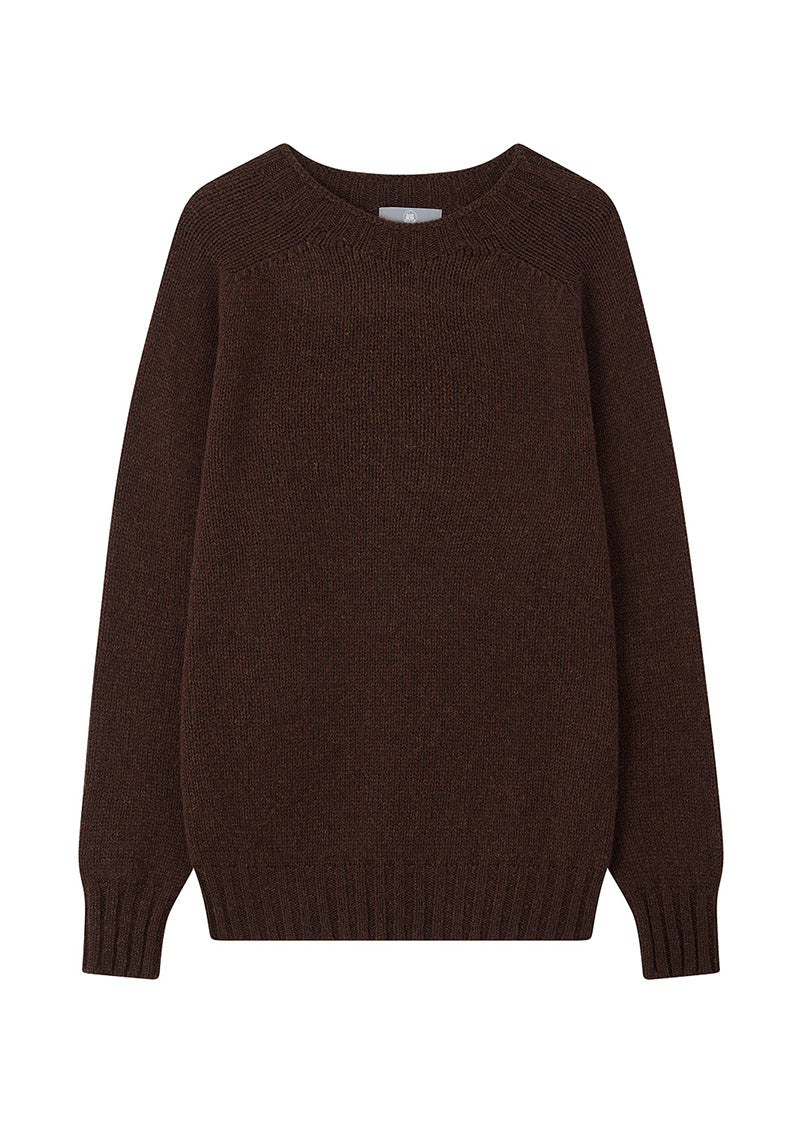 mens brown shetland sweater on a white background