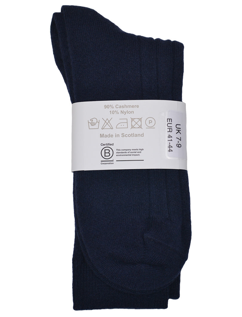 B corp certified mens navy cashmere socks
