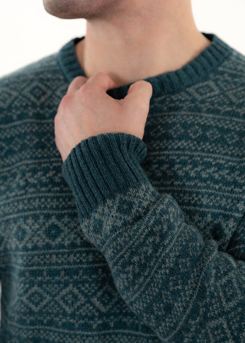 Mens Fair isle Conan Jumper - Dark Teal