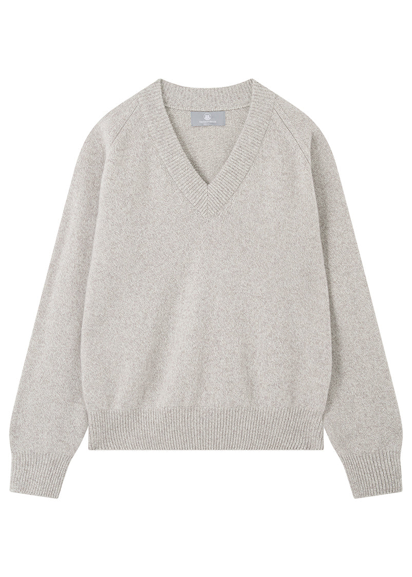 Warm Gray marl sweater on a white background