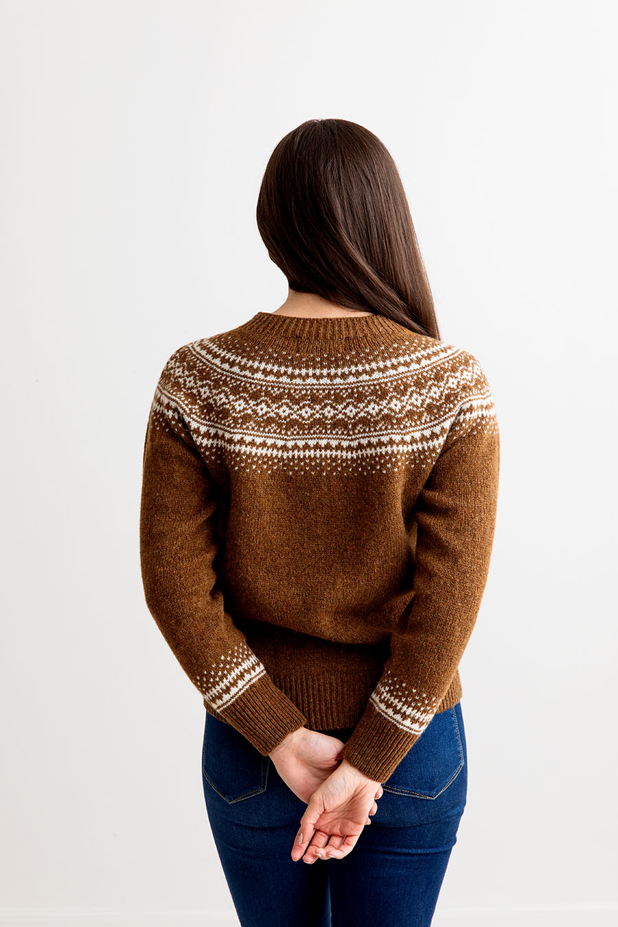 aviemore yoke brown fair isle jumper sweater womens