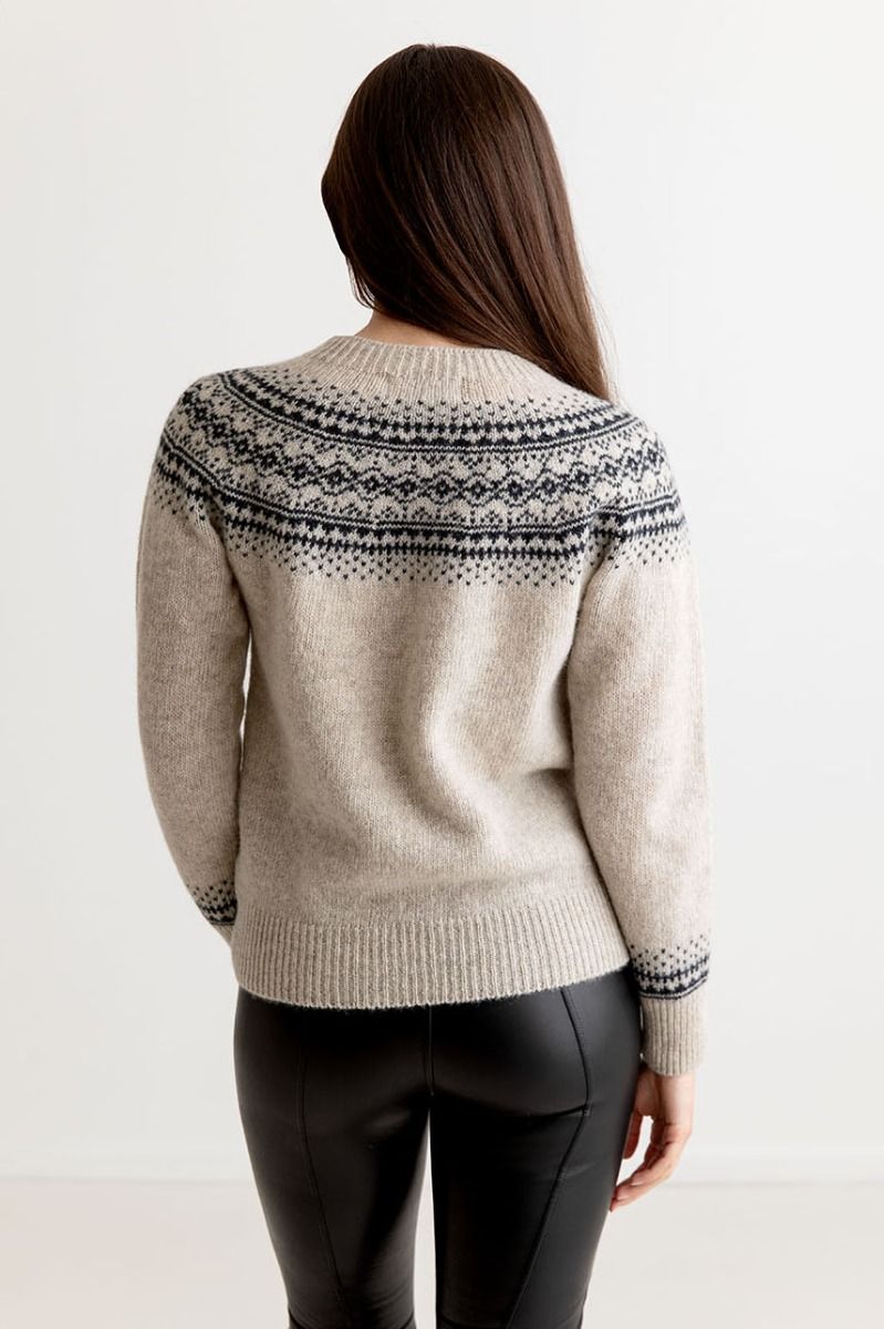 beige wool fair isle jumper sweater aviemore yoke putty charcoal