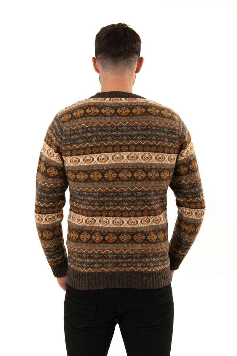 brown orange mens fair isle jumper sweater drumtochty