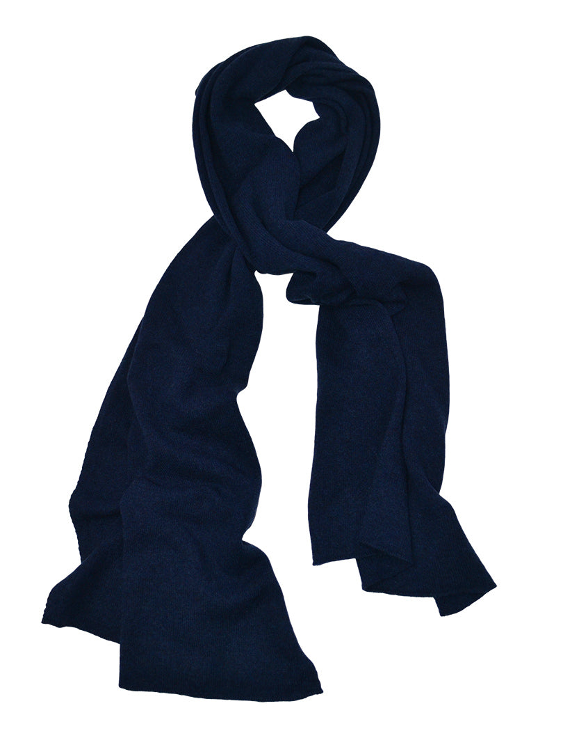 Dark denim blue colour cashmere scarf on a white background