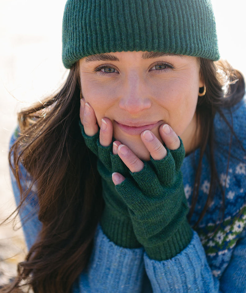 Lambswool fingerless gloves womens ladies