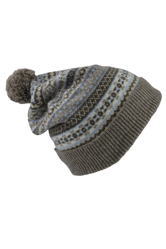 Fair isle ski hat. Linen. Scottish lambswool