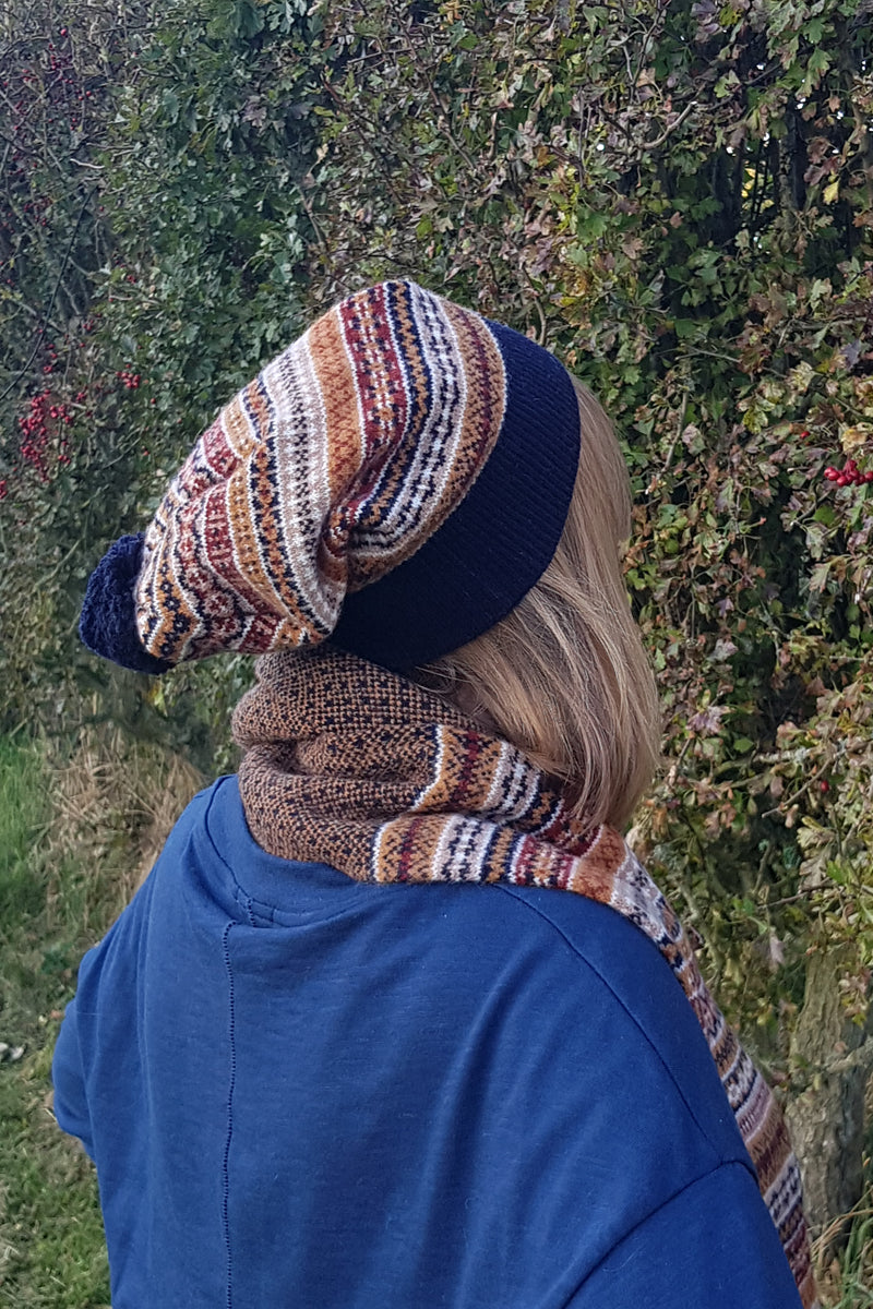 Tweed Fair isle ski hat - Gold