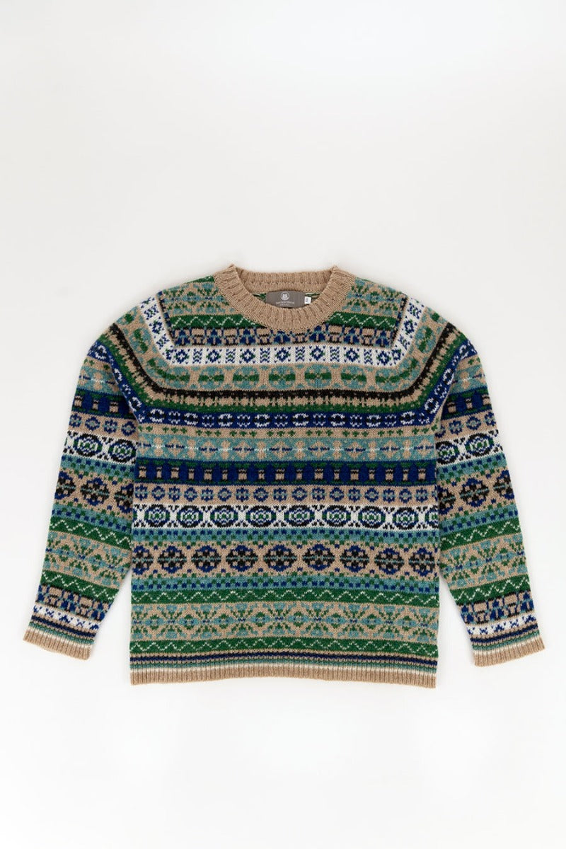 fair isle jumper blue green wool drumtochty for women