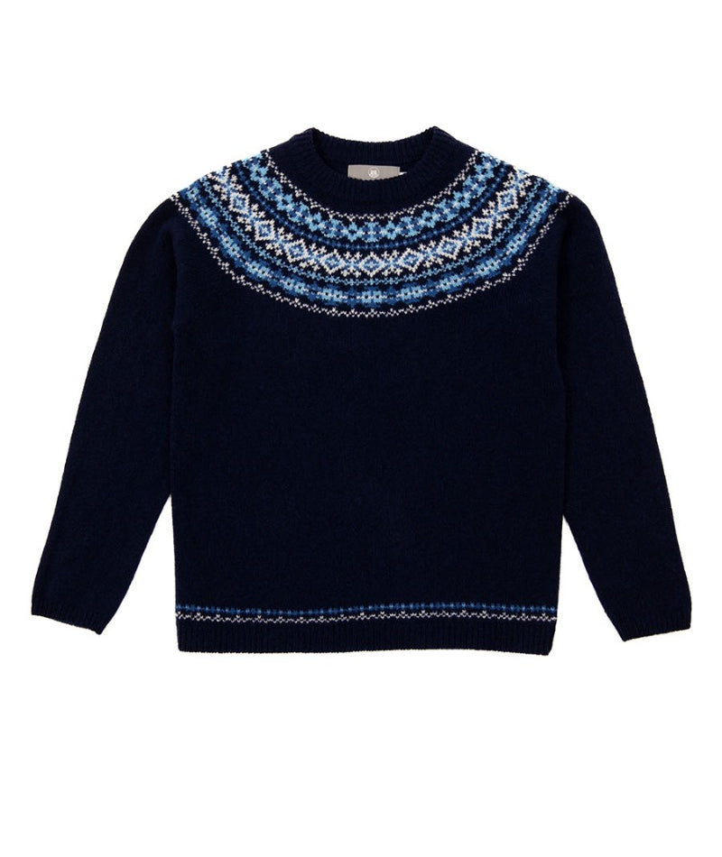 geelong yoke fair isle jumper navy blue