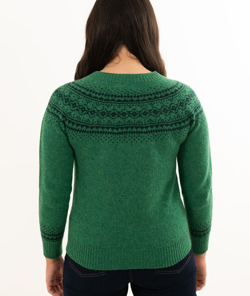 ladies green fair isle sweater jumper aviemore yoke