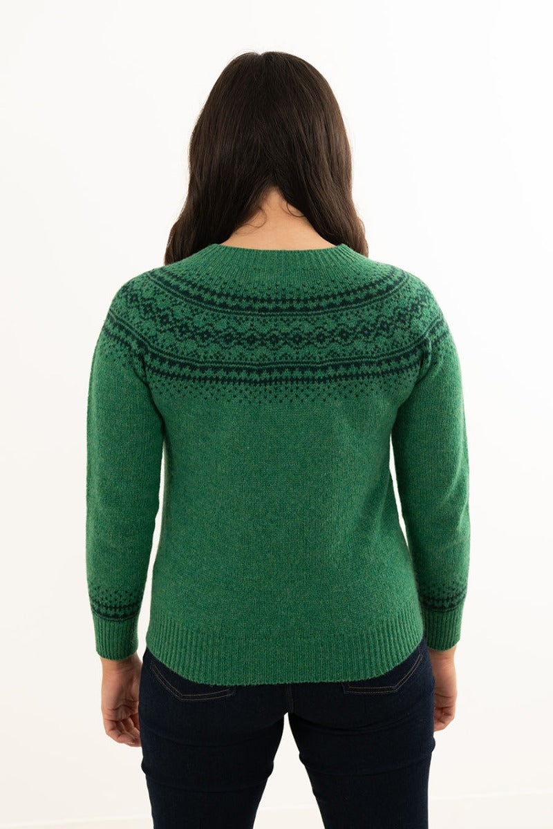 ladies green fair isle sweater jumper aviemore yoke