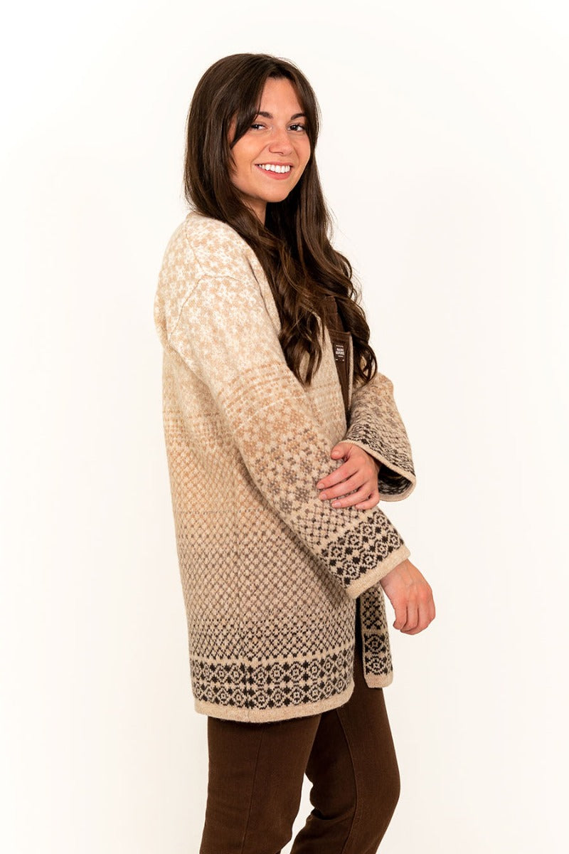 long kimono cardigan cream beige wool fair isle coatigan