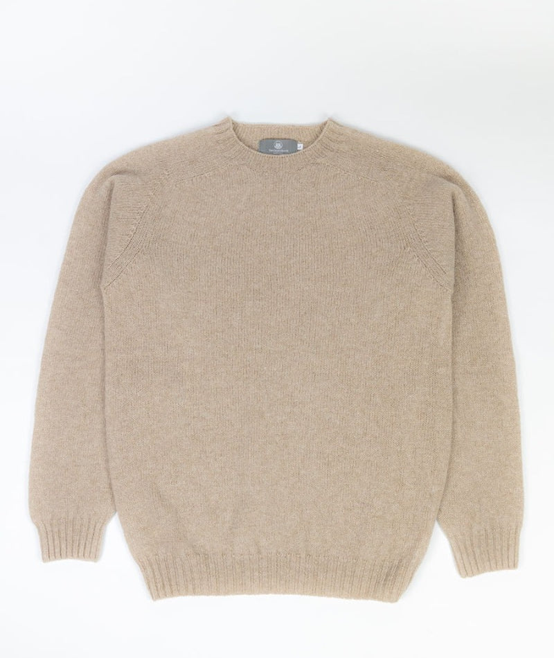 mens oatmilk beige British wool Shetland jumper sweater