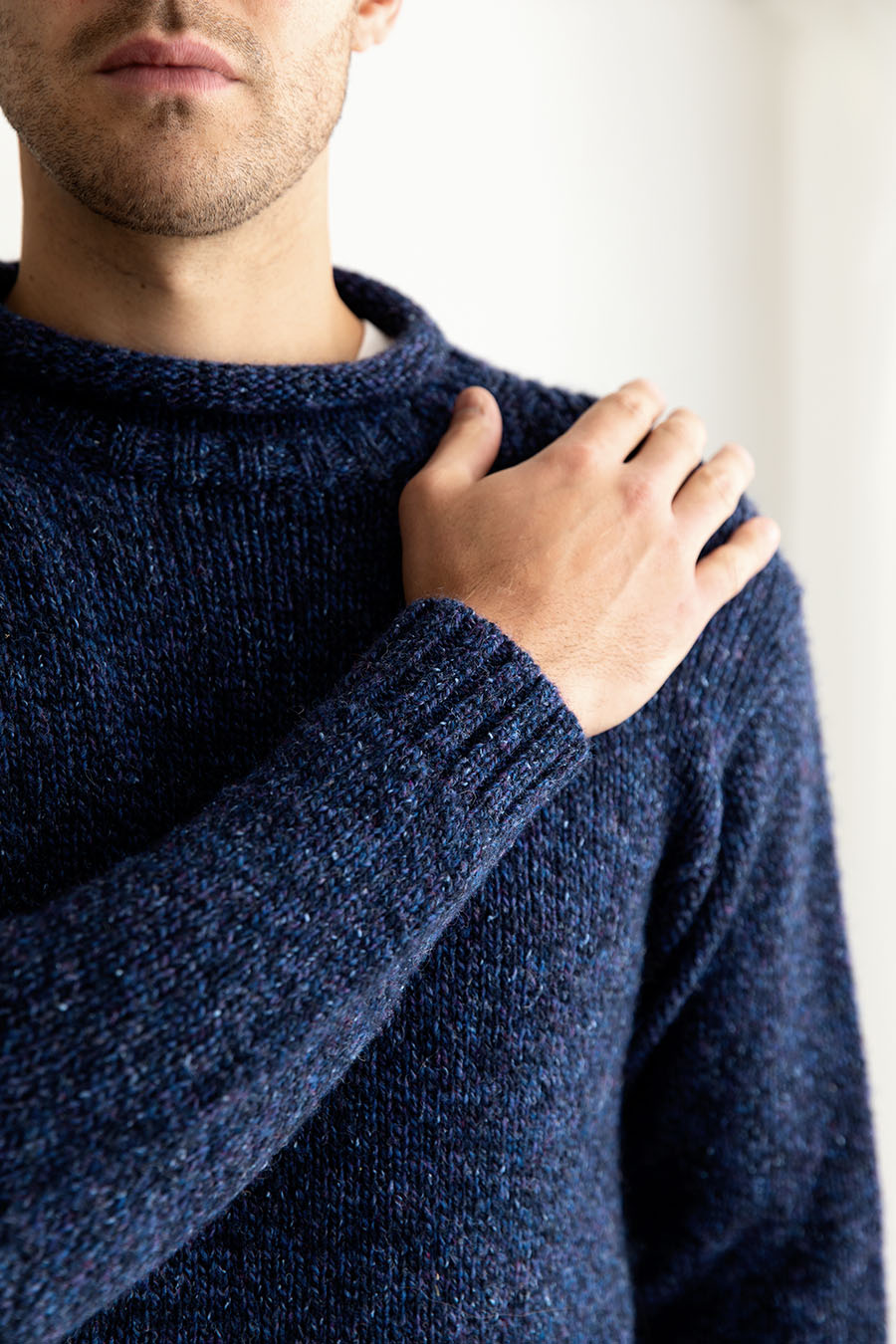 mens chunky blue mark wool jumper sweater