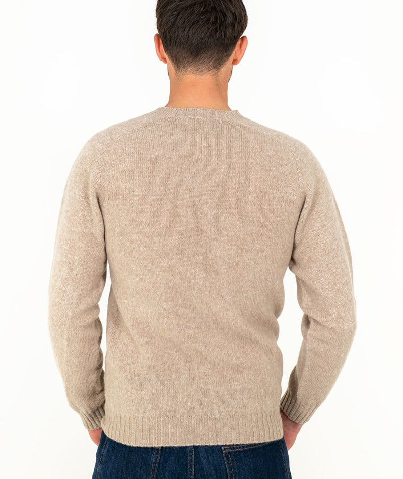mens beige shetland wool sweater jumper oatmilk