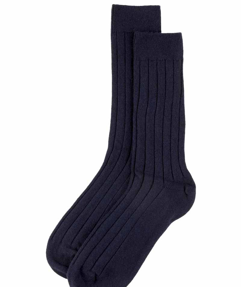 Mens Scottish Cashmere Socks. Navy blue