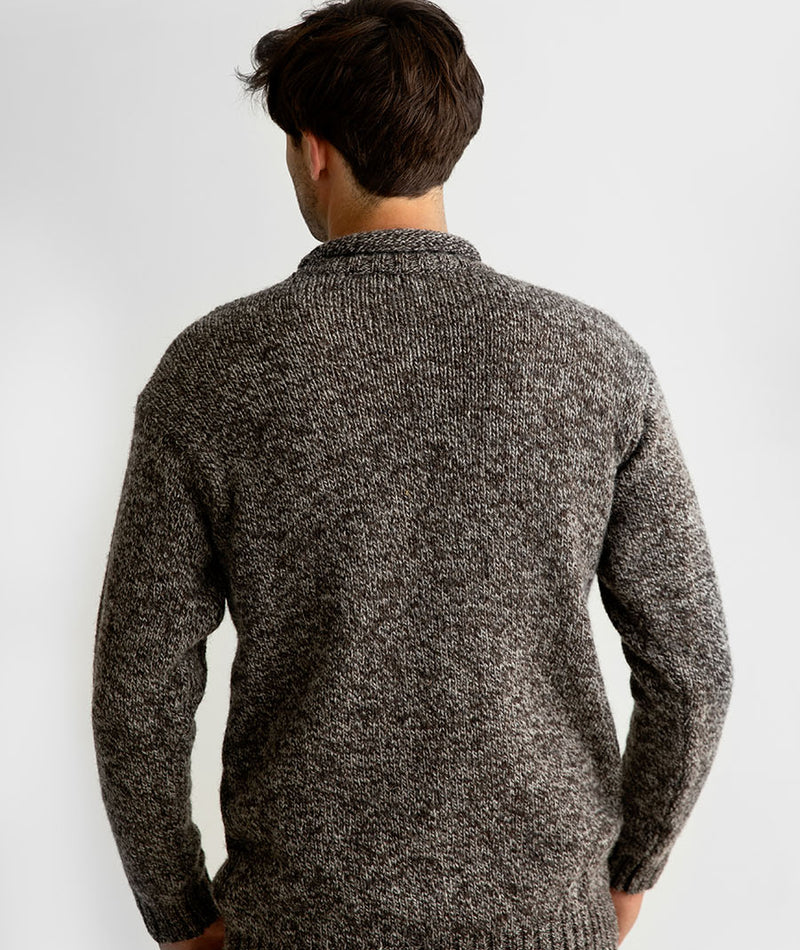 mens chunky roll neck jumper sweater undyed natural brown