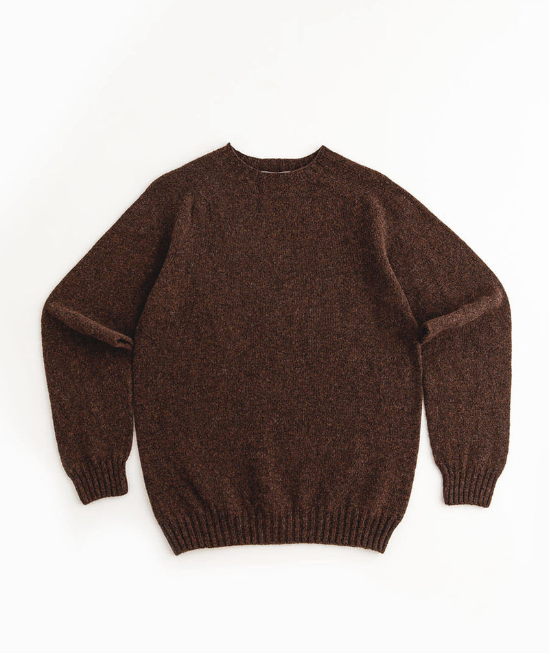 mens shetland jumper sweater brown wool coffee