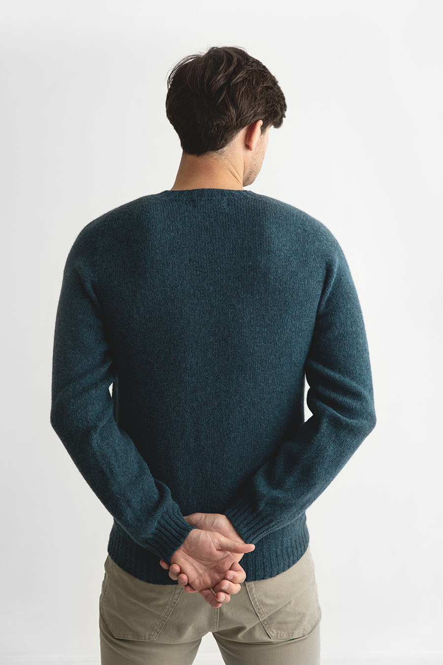 mens dark teal shetland sweater jumper blue