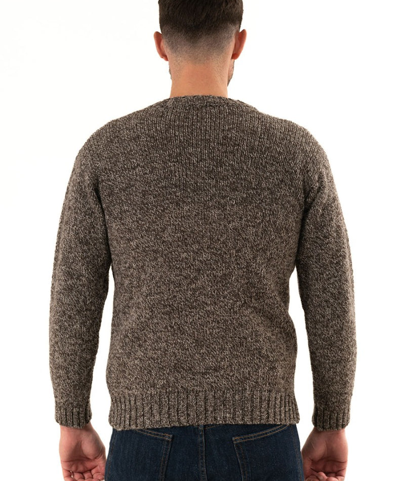 mens jumper sweater brown marl undyed natural wool crew
