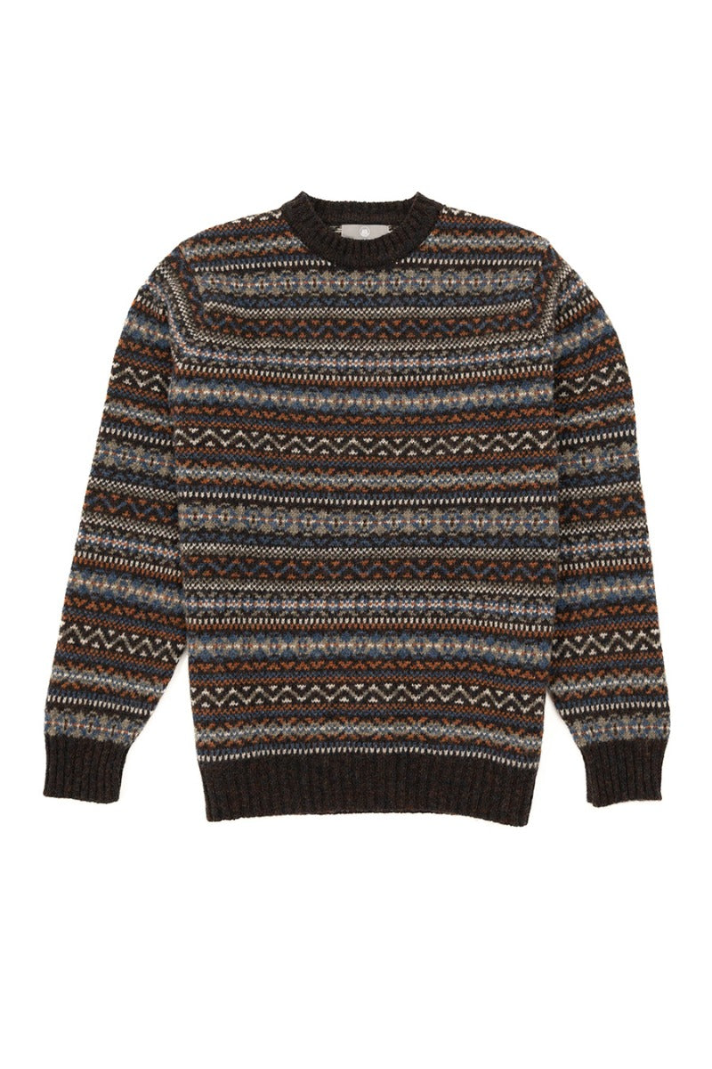 mens kinnaird fair isle jumper midnight rust