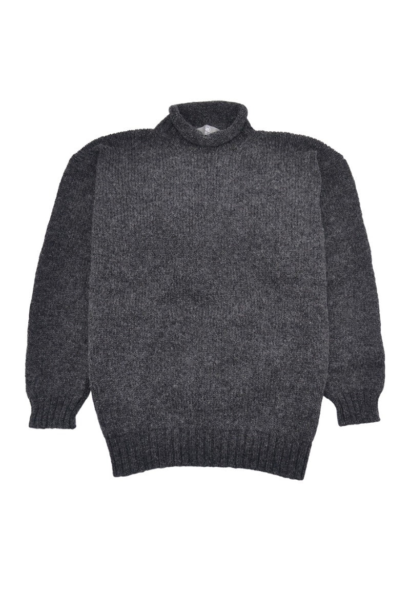 Mens mid grey jumper chunky wool roll neck