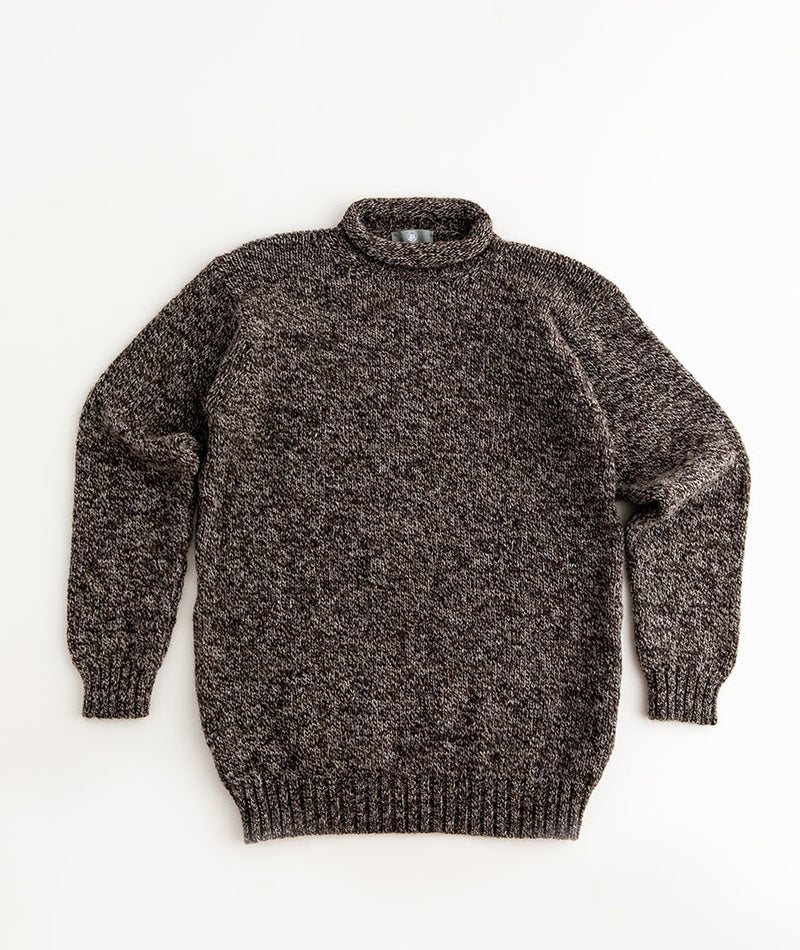 mens natural brown chunky wool roll neck jumper sweater undyed