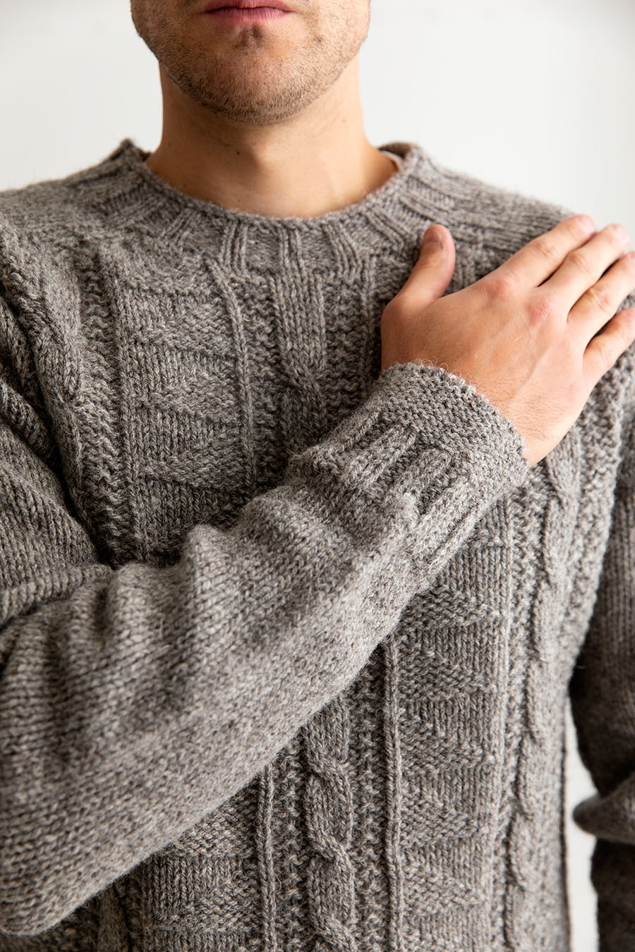 chunky undyed wool gansey mens jumper sweater