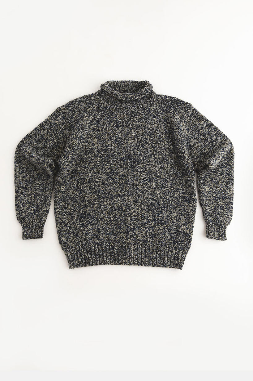 mens scottish wool blue jumper sweater roll neck cromarty