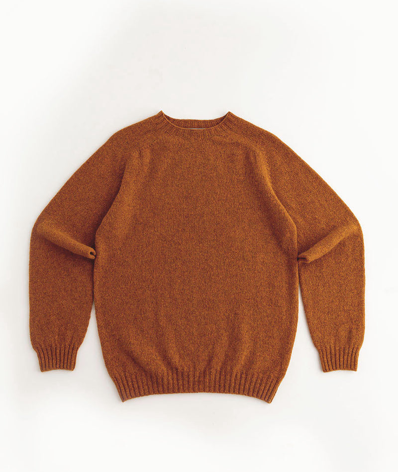 mens orange shetland wool jumper sweater saddle shoulder