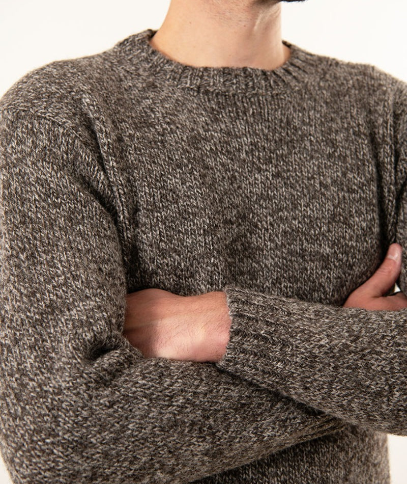 mens undyed wool jumper brown crew neck