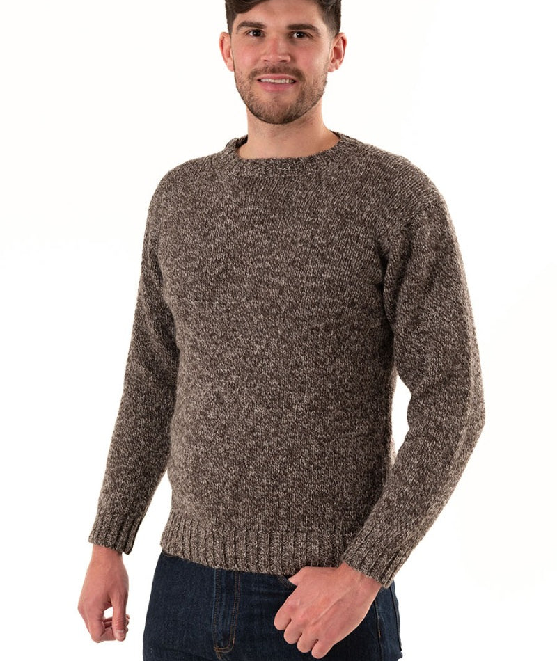 mens wool crew neck jumper natural brown undyed
