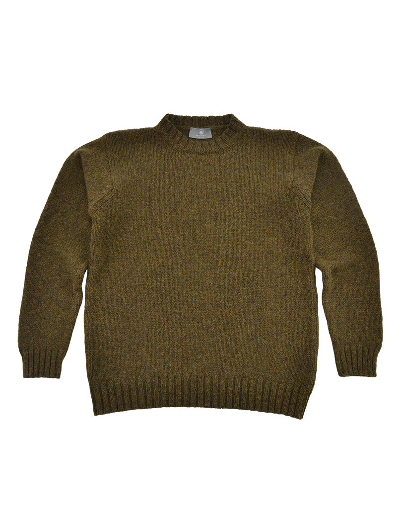 Mens Chunky Crew Neck Jumper - moss