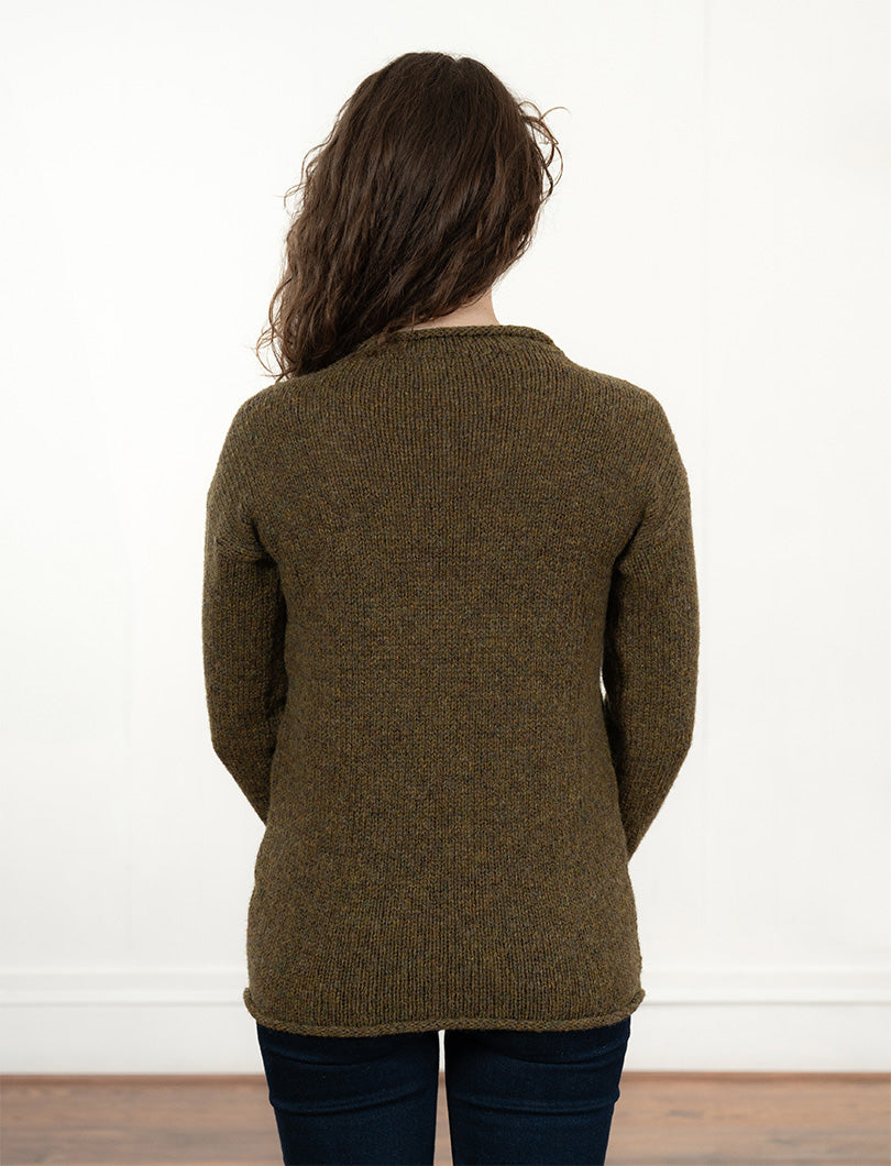 Womens Chunky cuffed jumper - Moss