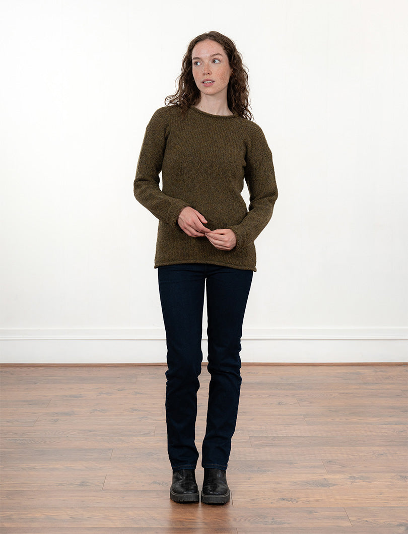 Womens Chunky cuffed jumper - Moss