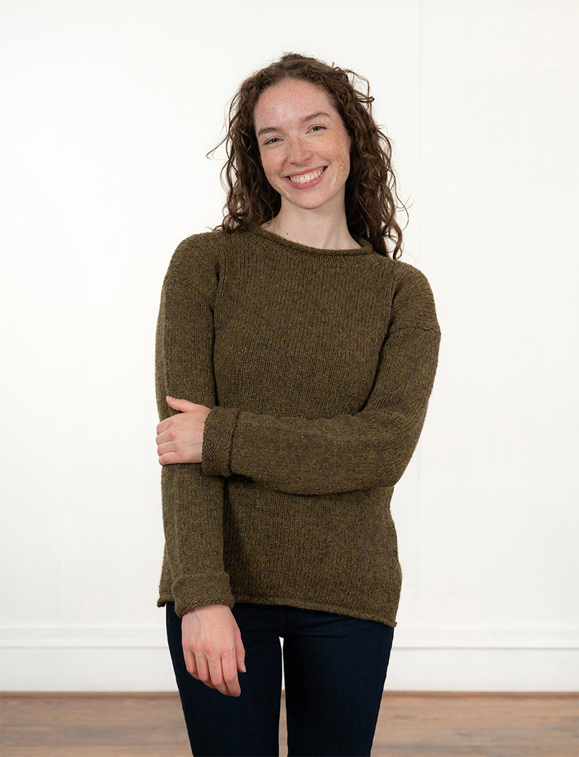 Womens Chunky cuffed jumper - Moss