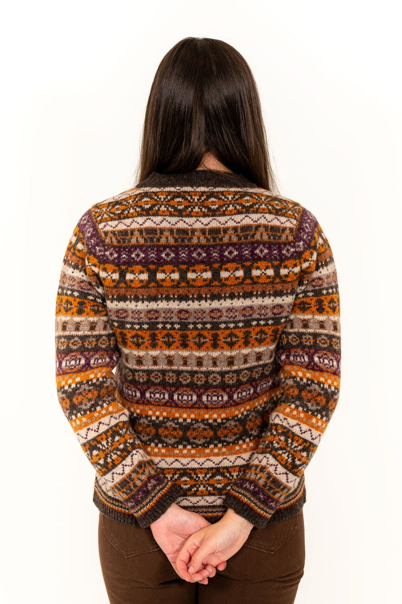 ladies fair isle jumper orange brown wool drumtochty