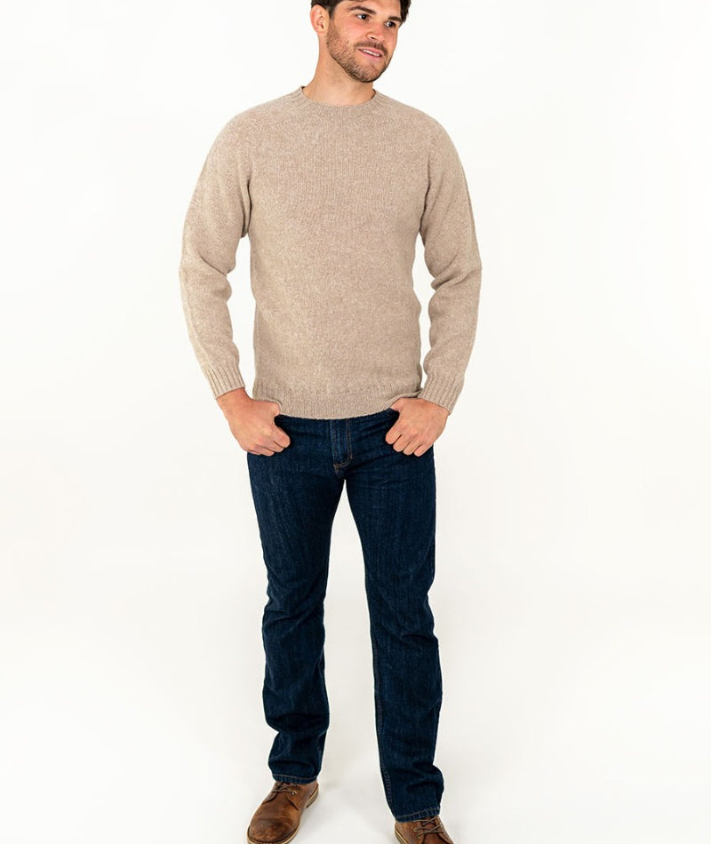 mens shetland wool jumper sweater oatmilk beige neutral