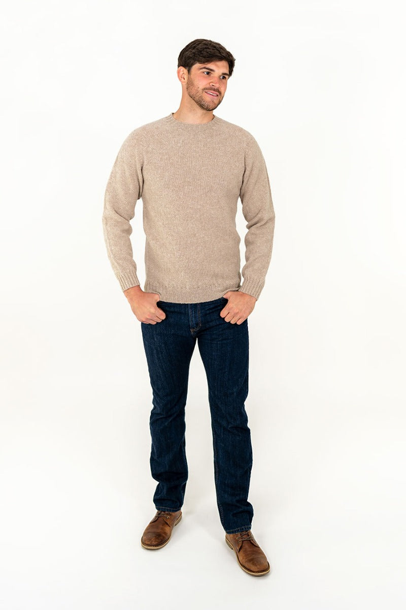 mens shetland wool jumper sweater oatmilk beige neutral