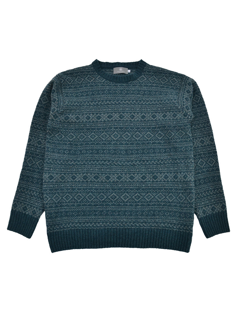 Mens Fair isle Conan Jumper - Dark Teal