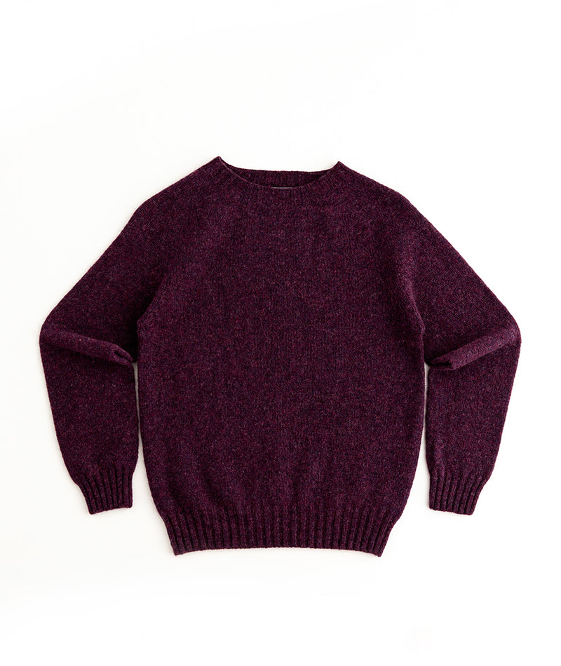 womens aubergine purple wool jumper sweater shetland saddle shoulder