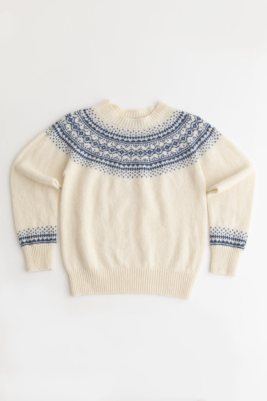 womens aviemore yoke fair isle jumper cream denim