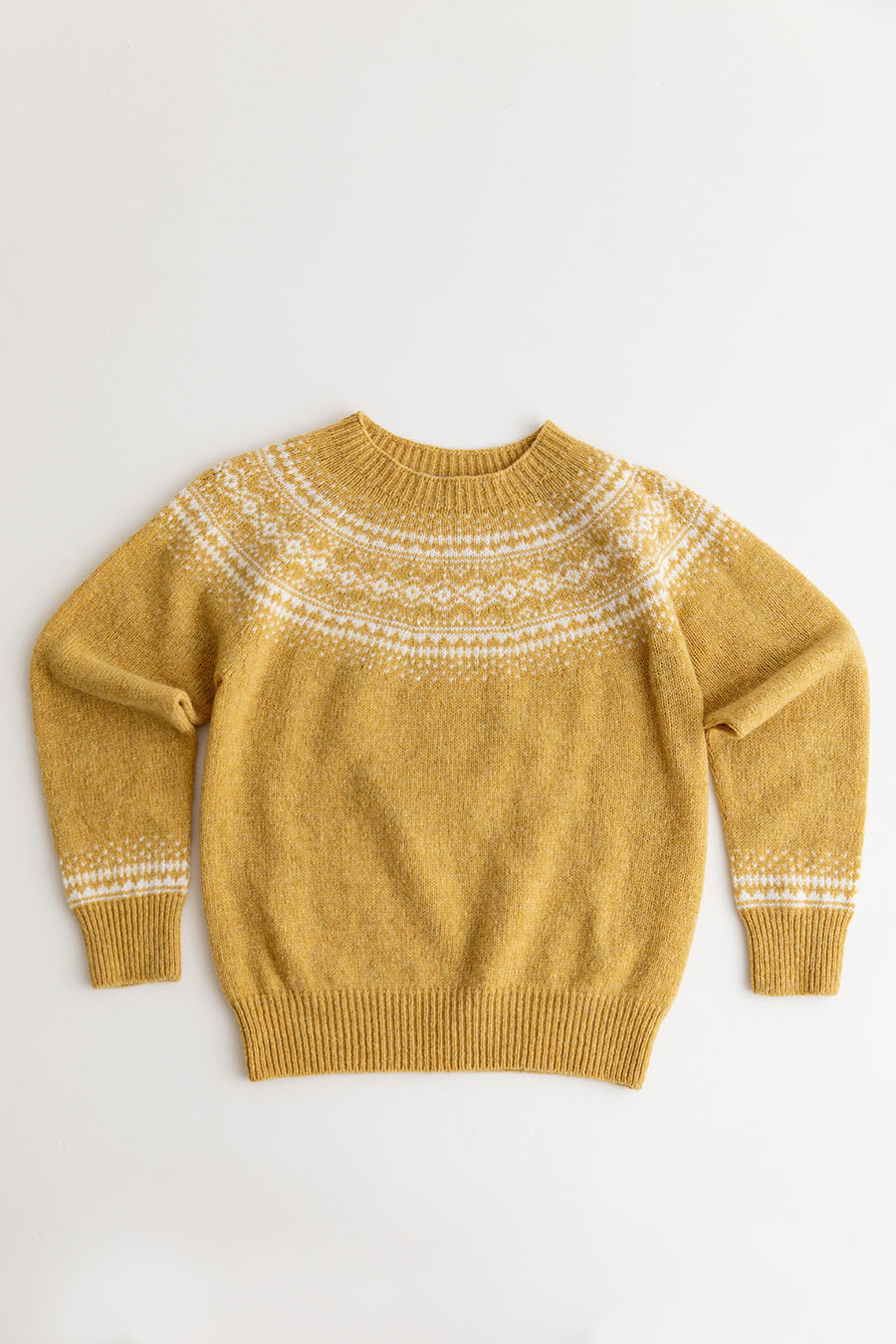 womens aviemore yoke fair isle jumper yellow