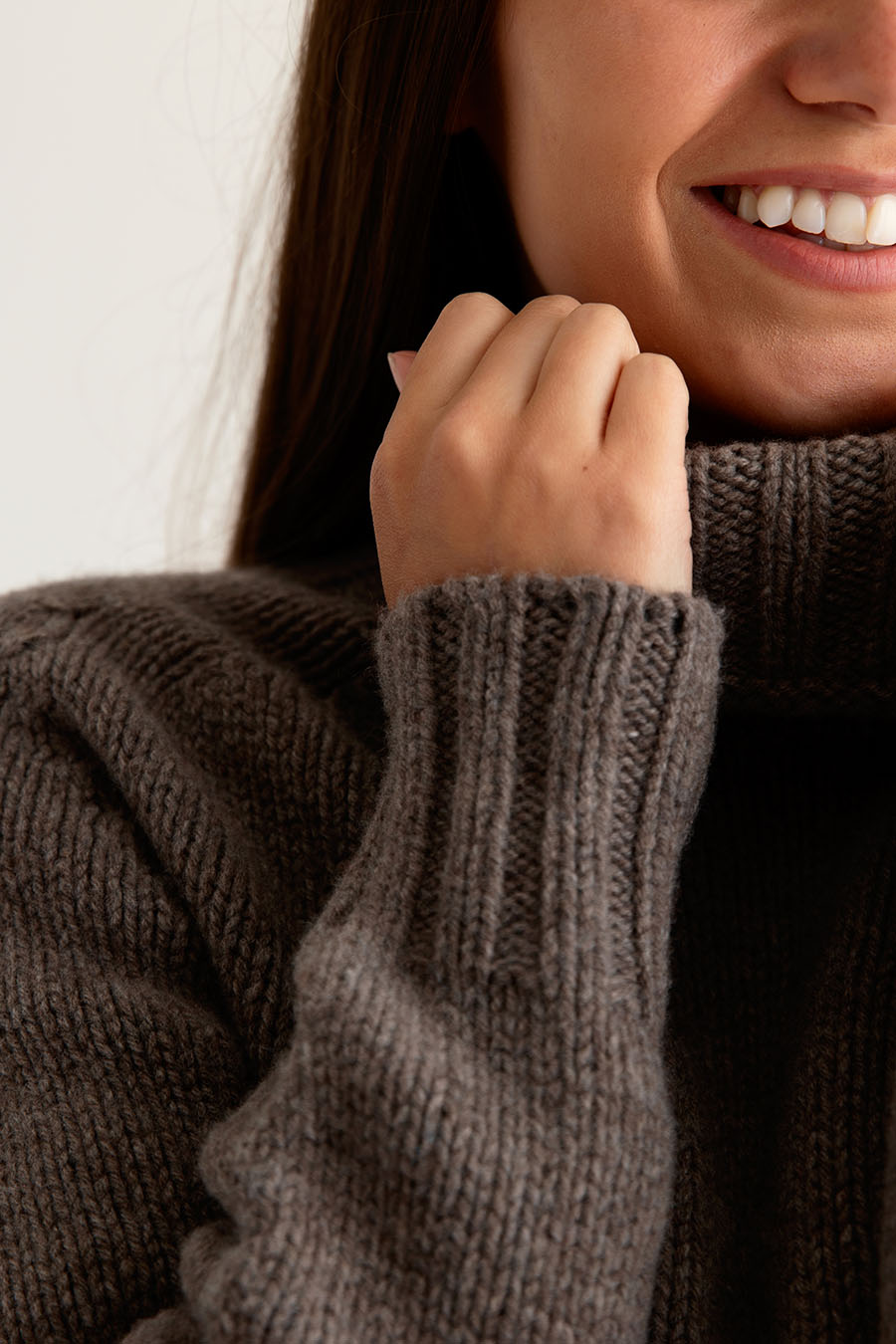 womens brown lambs wool chunky polo neck jumper sweater geelong