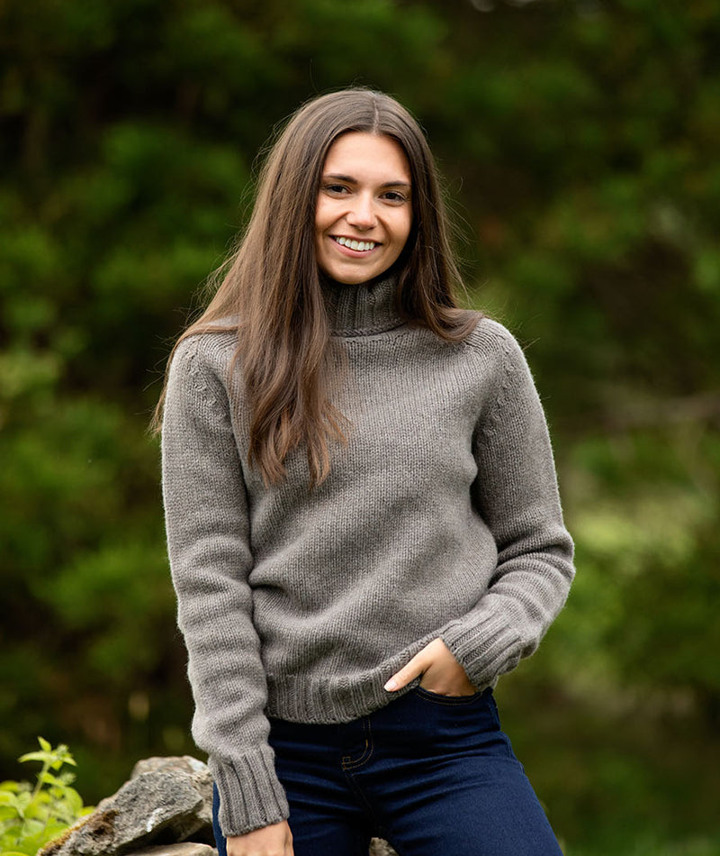 womens brown polo neck jumper sweater soft lambs wool ls