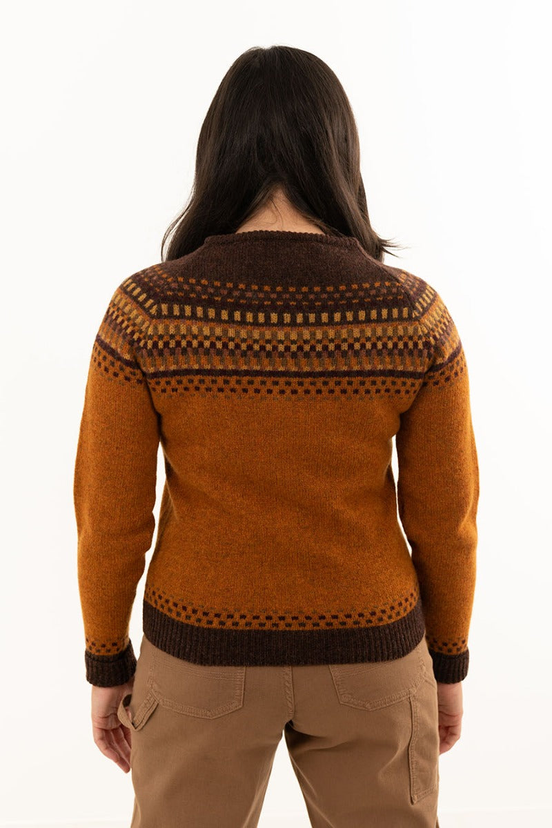 Womens building blocks fair isle cardigan orange