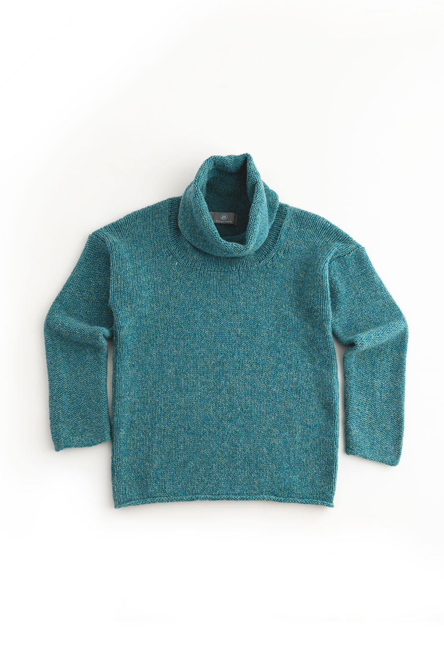 womens chunky wool cowl neck jumper sweater light teal