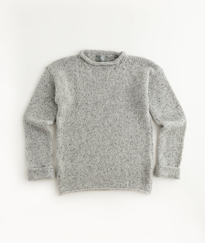womens chunky wool grey jumper sweater cuffed limestone
