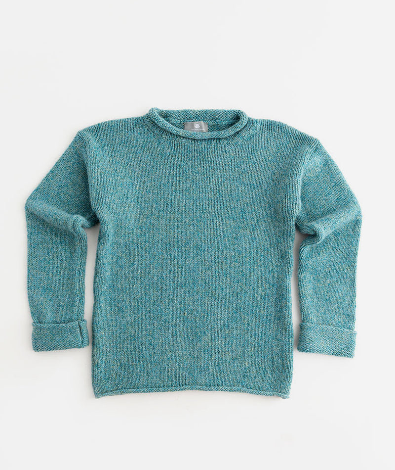 womens chunky wool jumper sweater light teal cuffed